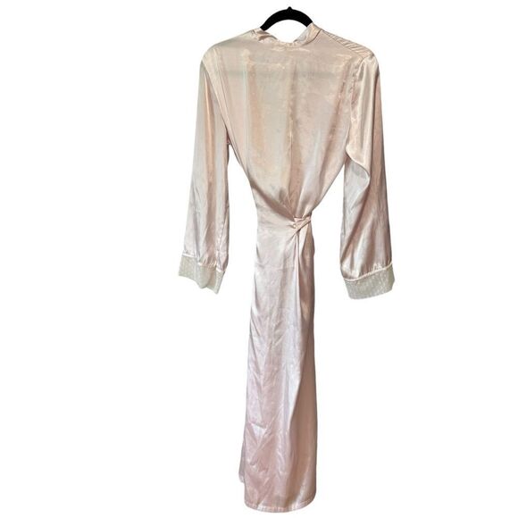 Linea Donatella Vintage Old Hollywood Pearl Lace Satin Long Robe - Picture 7 of 11